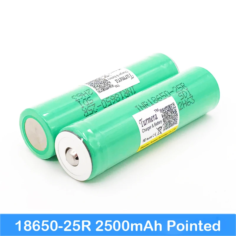1 10 шт./лот оригинальная Turmera 18650 2500 мАч INR18650 25R с заостренным разрядом 20 А литиевая