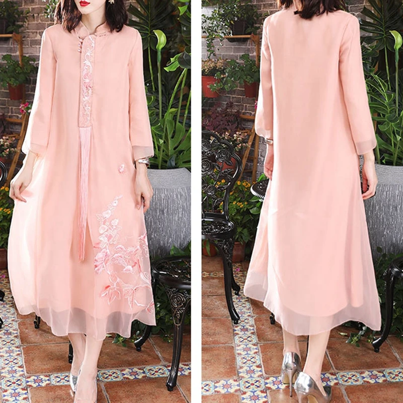 Китайская традиционная одежда платье халат вьетнамское аозай cheongsam элегантный