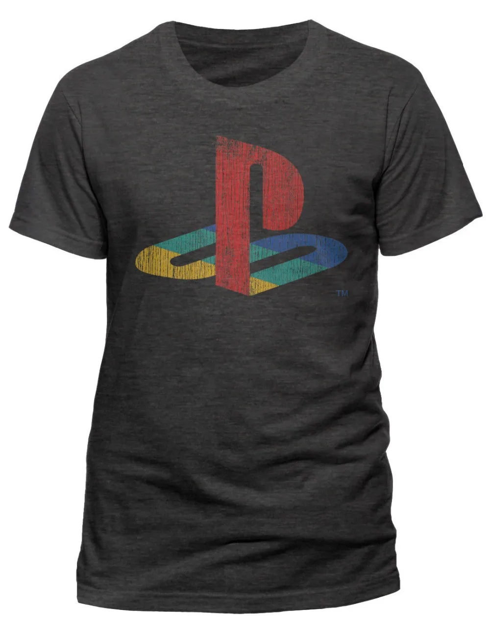 Playstation Логотип Проблемные официальный игровая консоль Серый Мужская футболка