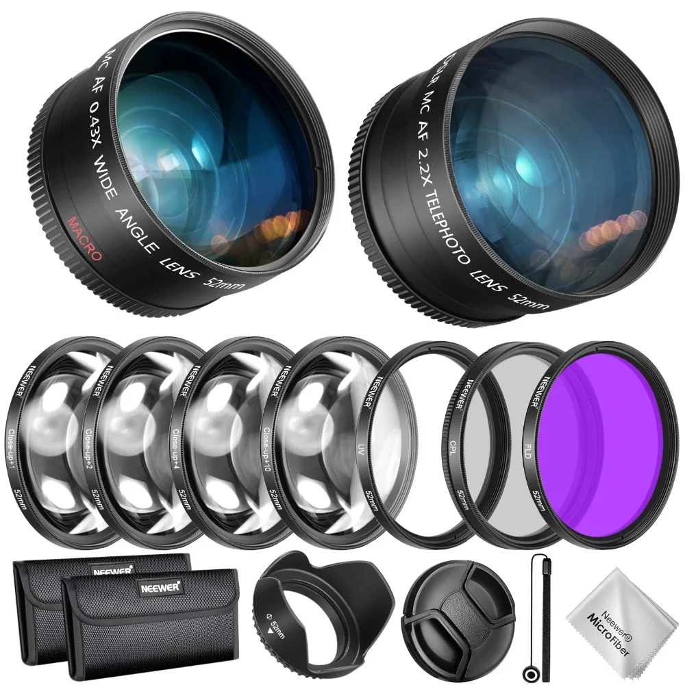 Комплект аксессуаров для объектива и фильтра Neewer 52/55/58 мм Nikon AF P X 18 55 мм: 0 43x