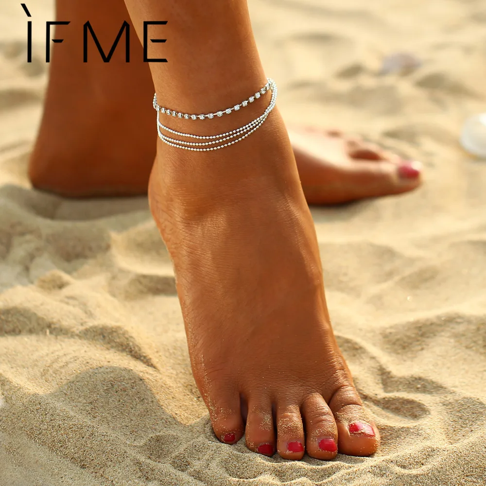 IF ME/Новинка свадебные пляжные босоножки на босиком с кристаллами женские модные