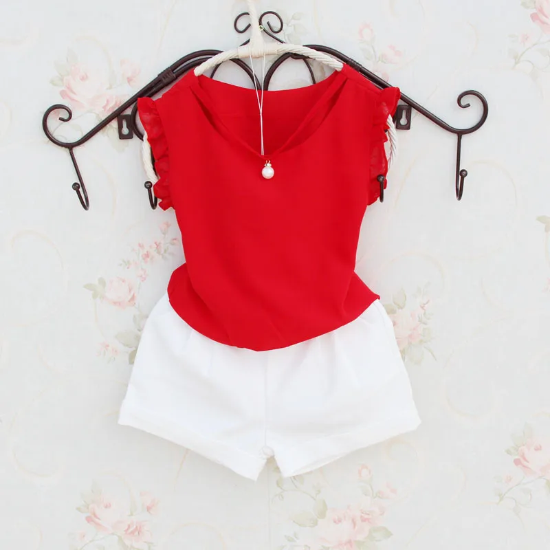 2017 летняя блузка для маленьких девочек-подростков детские шифоновые топы без