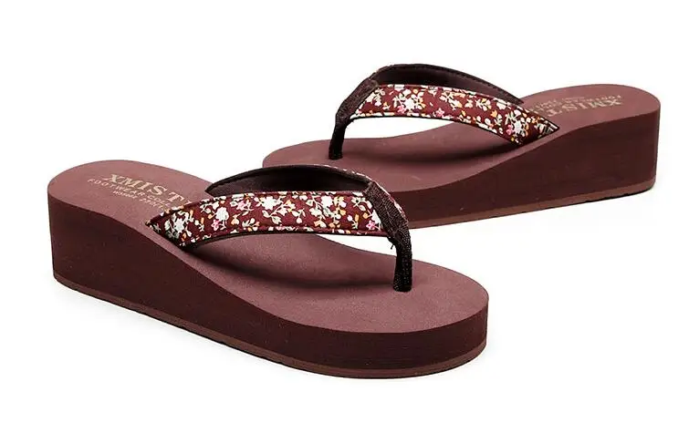 new platform Wedge Women Slippers Summer Beach Casual Beach Women Slipper Flip Flops Sandals Summer Shoes zapatos mujer c601 - Цвет: Коричневый