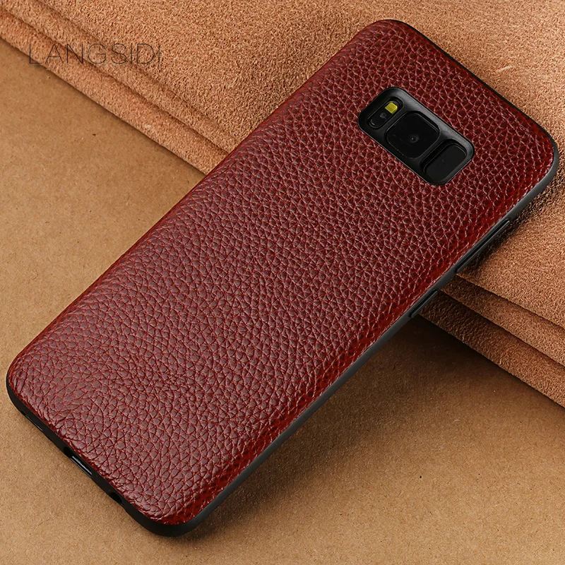 Чехол для телефона Samsung Galaxy S7 Edge S8 Plus Note 8 9, чехол с текстурой литчи, задняя крышка, для A3 A5 A7 A8 j3 j5 j7 2017.