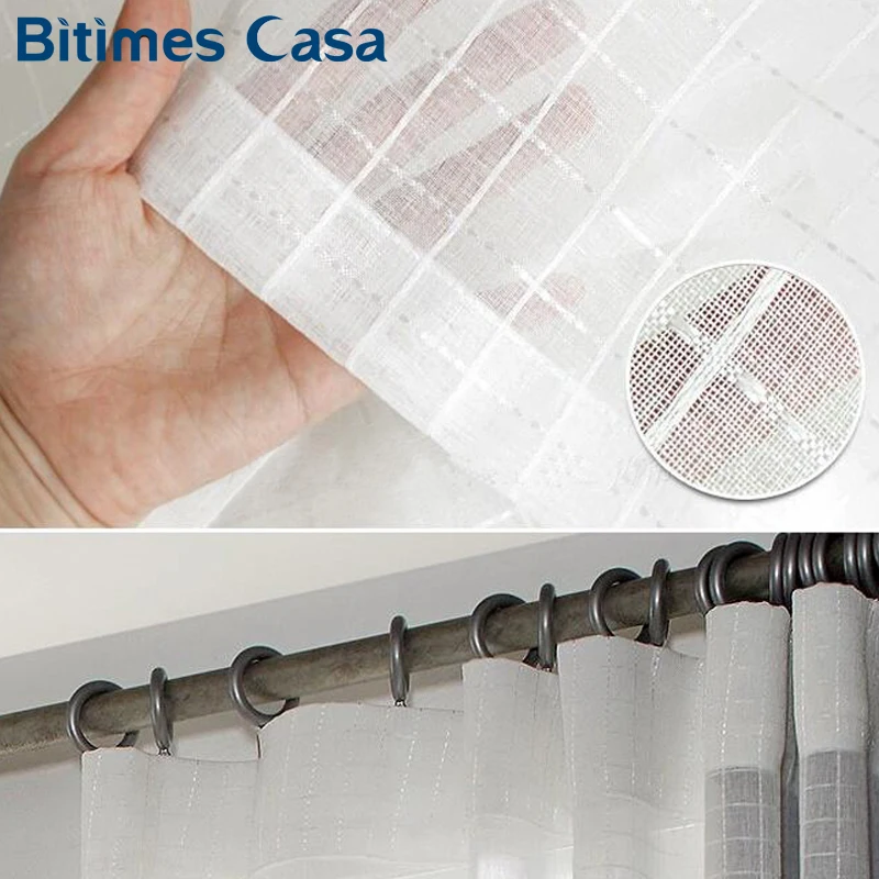 Белая клетчатая льняная занавеска для окон Тюлевая гостиной спальни украшение