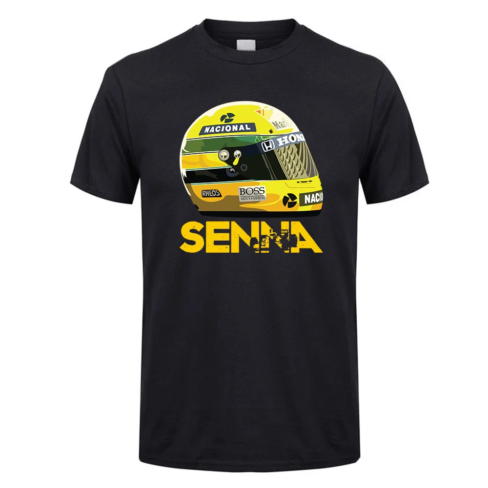 Футболки Ayrton Senna Helmet Tops 1 Racing Tees мужские хлопковые футболки с коротким рукавом