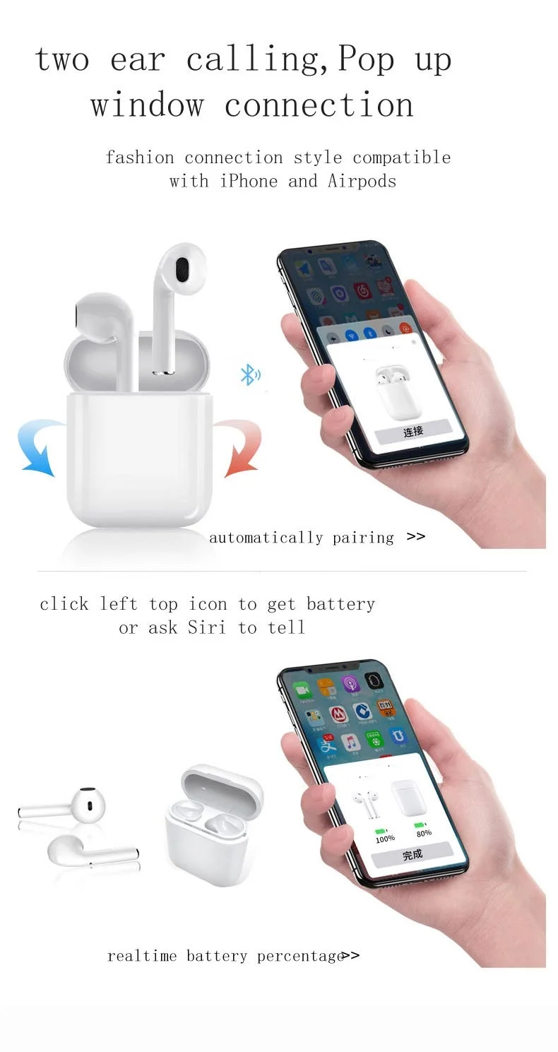 Мини стерео Bluetooth гарнитура tws наушники TWS всплывающий анимационный 4 часа воспроизведения за зарядку для iPhone Android Windows