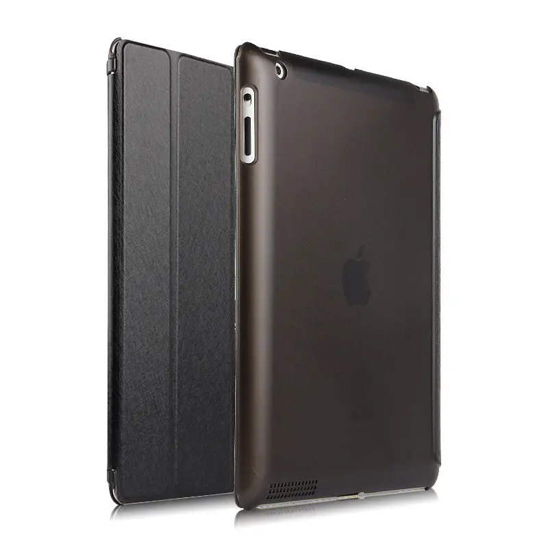 black AJIUYU чехол для Apple iPad 4 iPad3 iPad2 защитный Смарт-Чехол протектор кожаный PU планшет для iPad4 iPad 3 2 чехол s 9,7" - Цвет: black