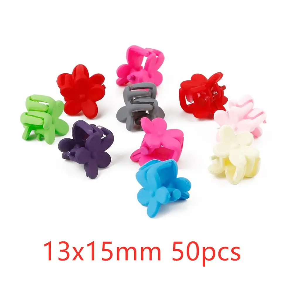 style 01 50pcs 10-50 шт. акриловые маленькие цветущие сливы Когти для волос цветные детские заколки для волос милые аксессуары для волос для девочек Инструменты для укладки - Цвет: style 01 50pcs