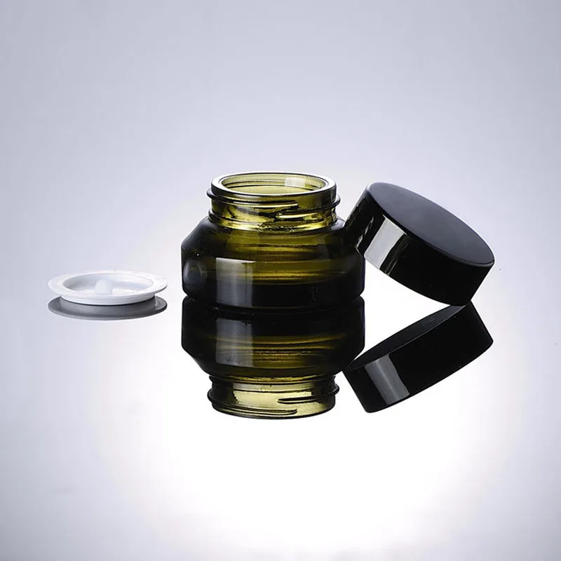 15 г/30 г зеленый пустая стеклянная лицевая баночка для крема горшки высокого