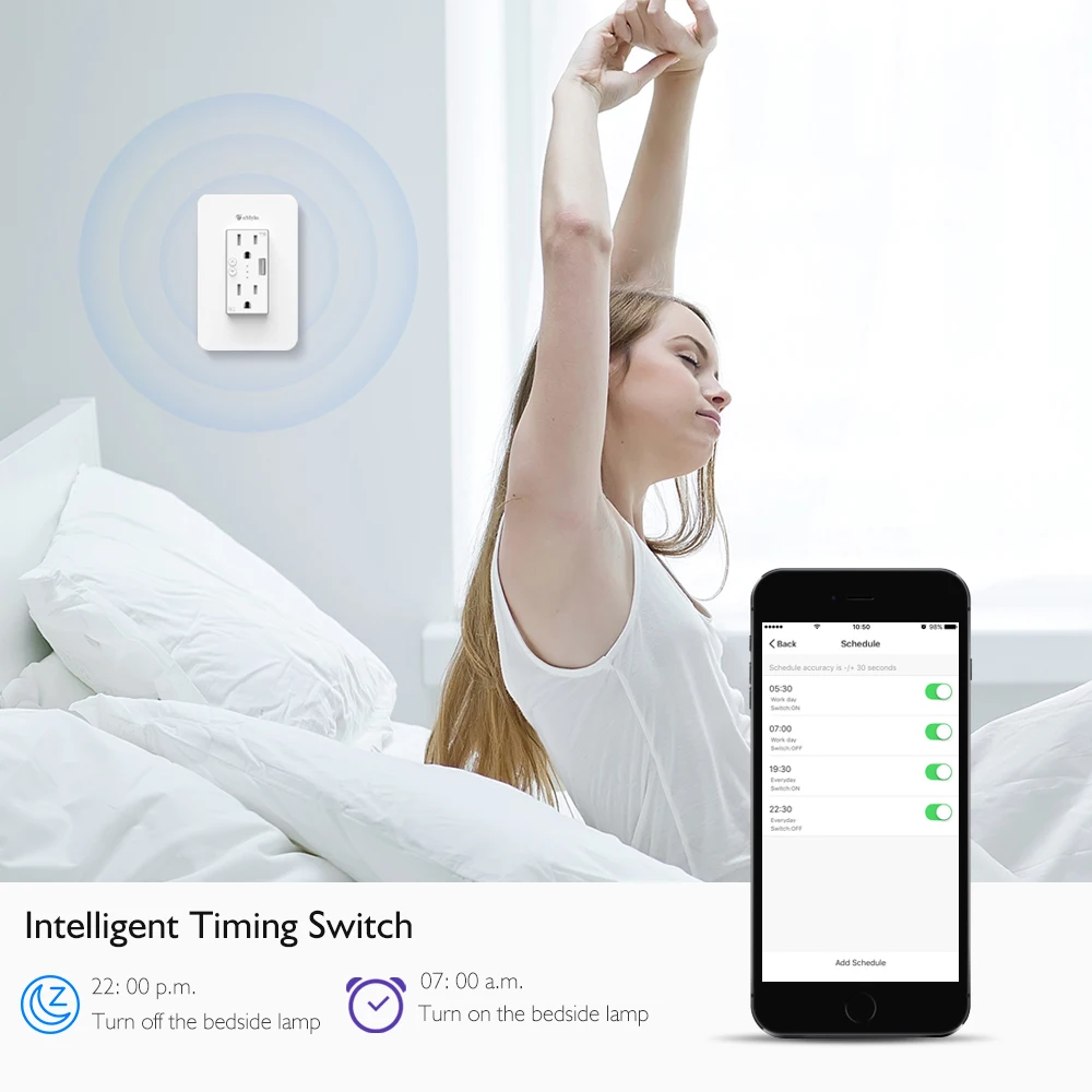 EMYLO WiFi настенная розетка Smart Socket Plate Voice Control Timer Switch Устройство защиты от перенапряжения Работает с Alexa Echo/Google Assistant/IFTTT включено.