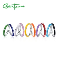 santuzza rings for women pure 925 sterling silver colorful rainbow cz eternity stackable ring fashion jewelry handmade enamel