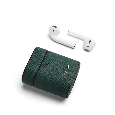 Dark Green Horologii пользовательское имя анти-потеря защитный чехол кожаный чехол для Apple AirPods кожаные аксессуары Прямая поставка - Цвет: Dark Green