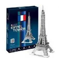 

T0392 3D Puzzles Paris Eiffel Tower DIY Building Paper Model Kids Silver Color 33 Pieces Creative Children's educational toys