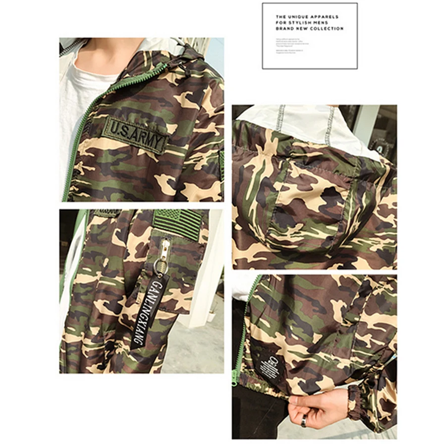 Мужская ветровка на молнии Jaqueta Camuflada весенне-летний спортивный костюм Chaquetas Casacas
