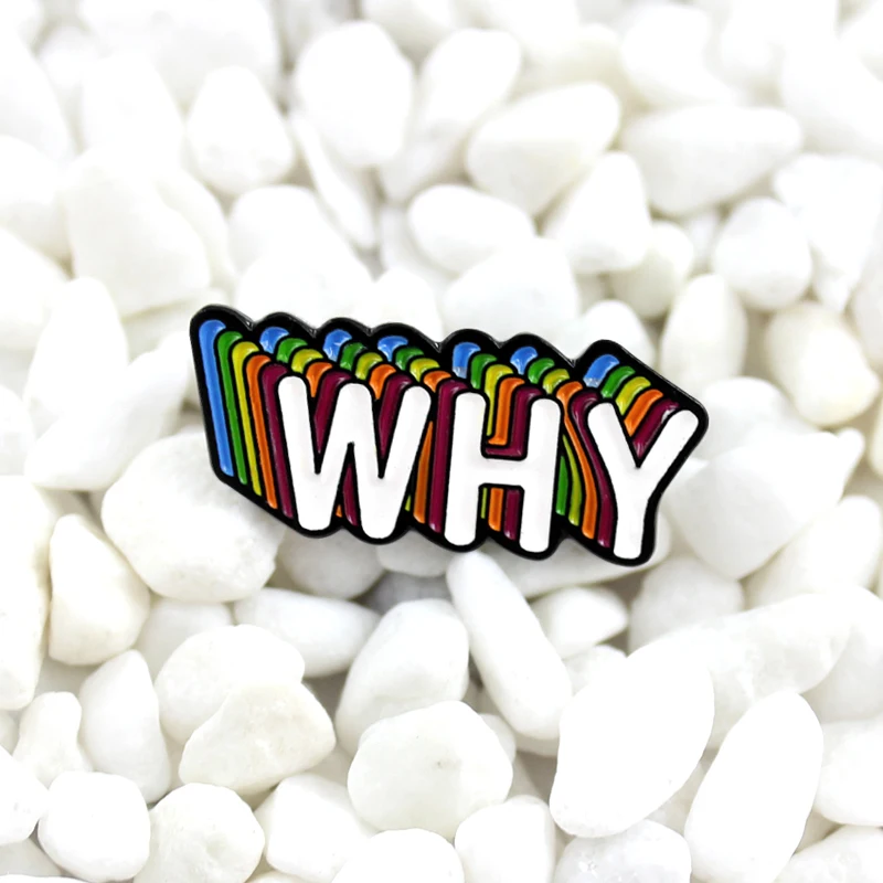 Английское слово почему 6 цветов перекрещивание эмалированная брошь перспектива