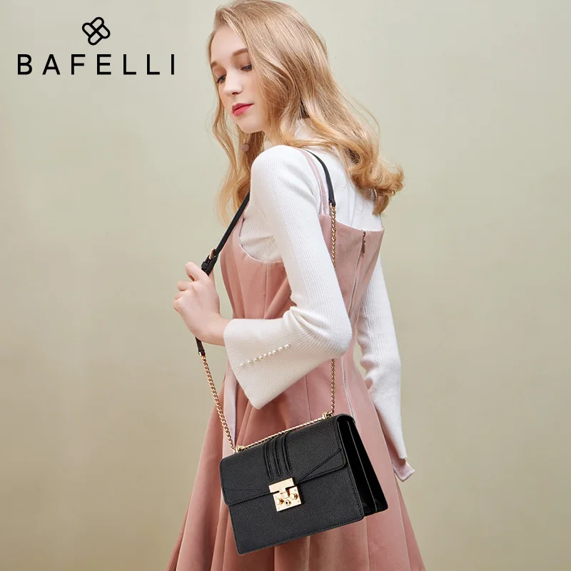 BAFELLI, зимняя Новинка, сумка из спилка, синяя, bolsos mujer, матовая, замша, Воловья кожа, сумка через плечо, горячая распродажа, женские сумки-мессенджеры - Цвет: Черный
