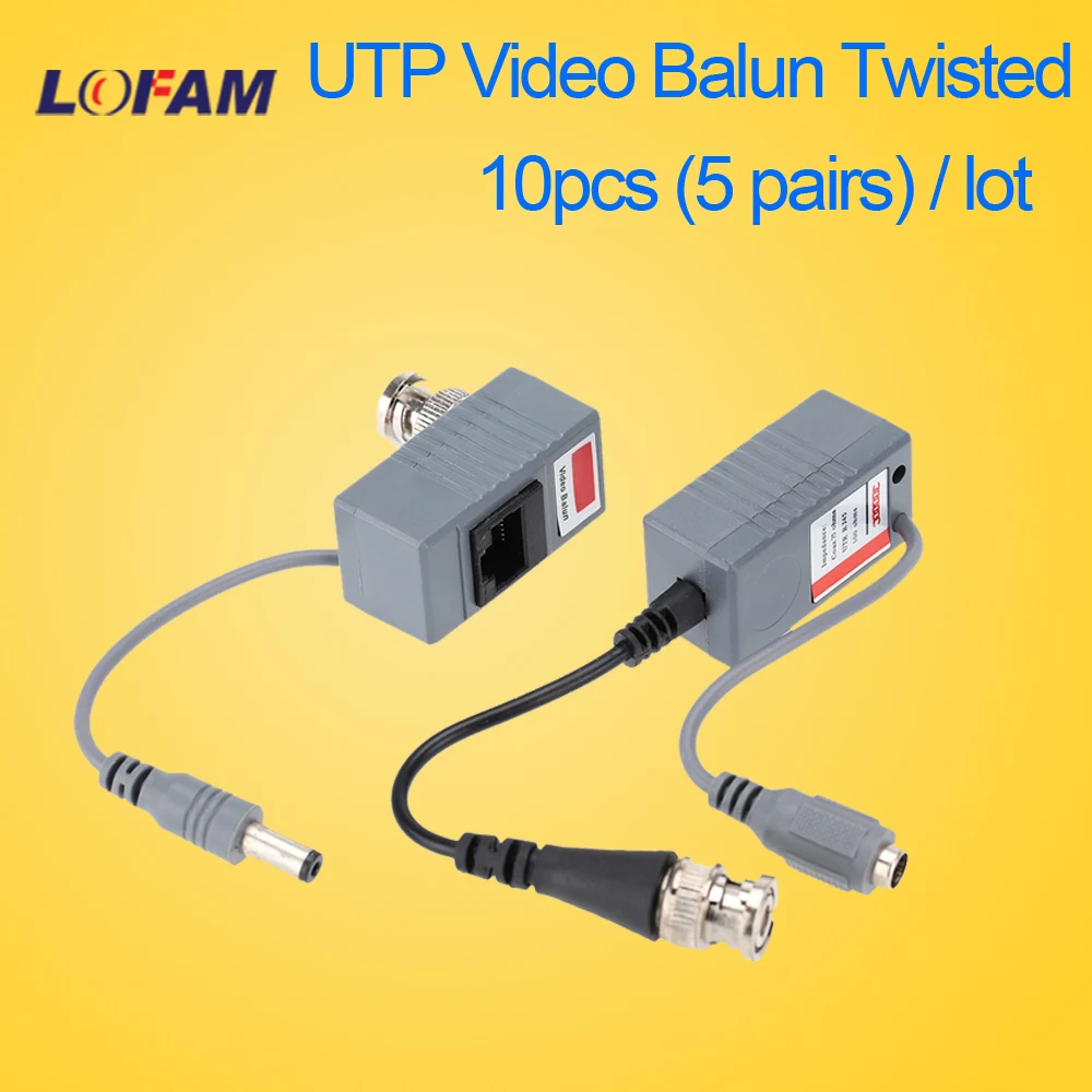 

LOFAM 10pcs 5Pairs Video Balun Transceiver BNC UTP RJ45 With Video And Power Over CAT5/5E/6 Cable For HD CVI/TVI/AHD Camera DVR