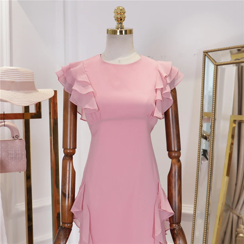 HIGH STREET Новая мода г. Лето Дизайнер взлетно посадочной полосы платье Женская Бабочка Рукавом Плиссированное