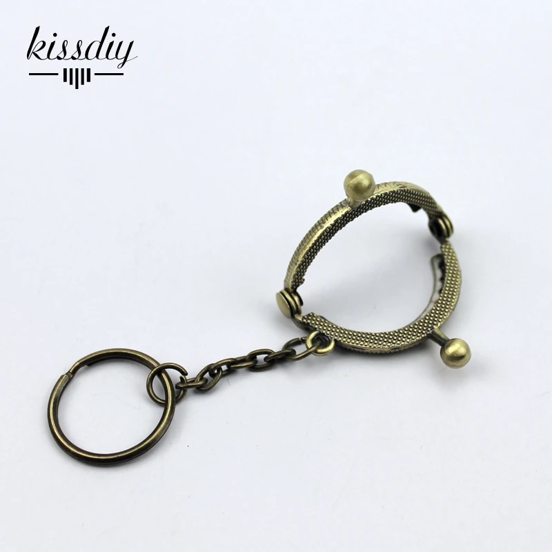 KISSDIY 25 шт 4 см мини античный бронзовый металлический кошелек рамка с брелоком для
