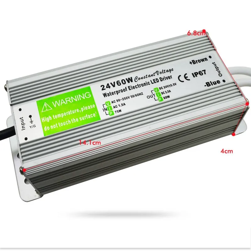 AC220V DC12V Светодиодный источник питания водонепроницаемый IP67 адаптер