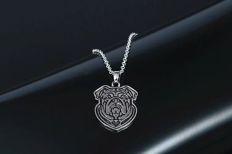 

Women Pendant Necklace Handmade English Bulldog Jewelry Silver pendant and necklace For Girl Gift