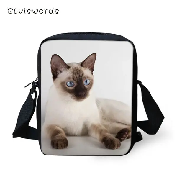 CDWX3099E ELVISWORDS женские сумки-мессенджеры Siamese Cat принты женские закрылки модные сумки на плечо Kawaii животный узор дорожные Мини кошельки - Цвет: CDWX3099E