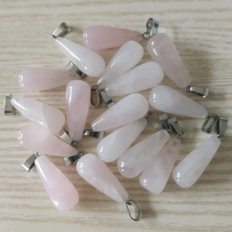 rose quartz Подвески из натурального камня смешанные цвета модные капли воды каплевидные подвески для ожерелья Изготовление 50 шт./лот - Окраска металла: rose quartz