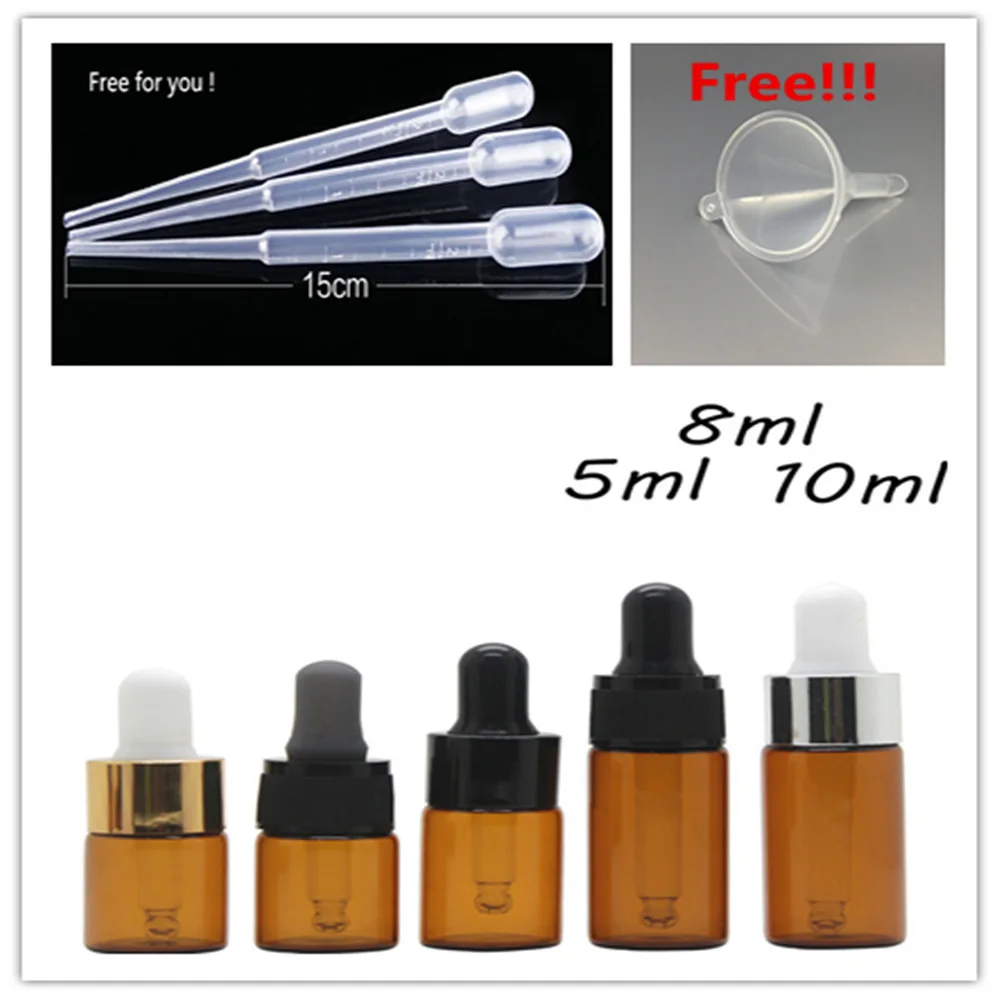 Оптовая продажа 10 мл янтарная пустая флакон капельница портативная ароматерапия