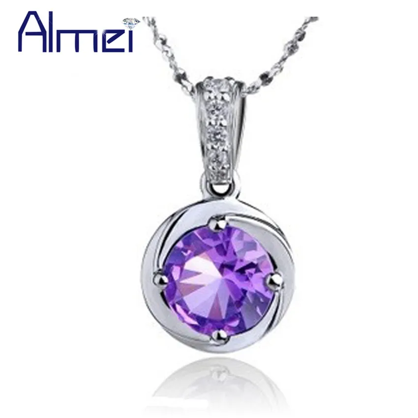 Серебряное ожерелье и подвески Almei летние аксессуары фиолетовое из циркона N573 |
