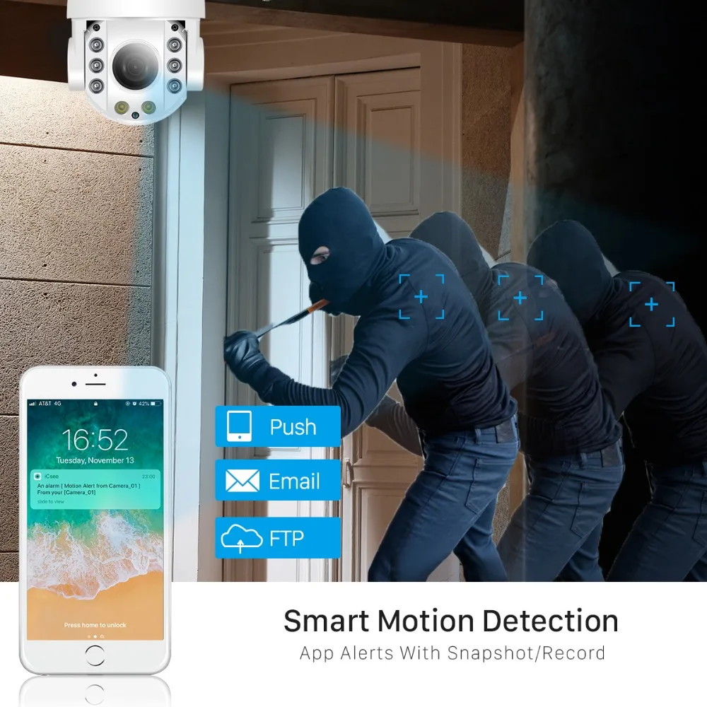 ANBIUX 1080P Беспроводной PTZ Скорость купольная IP камера Камера WI FI 30X зум наружного
