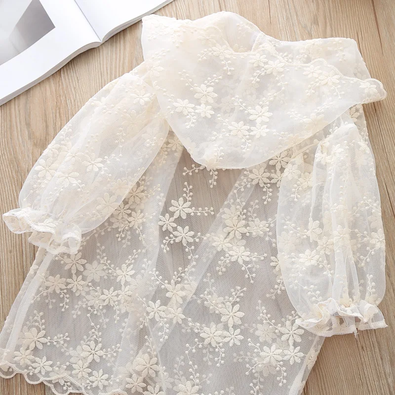 Girls Thin Outerwear Hoody Fashion Clothes Summer Girl Lace Sun Protection Shirt 4 years White Blouse Cardigan Outwear For | Детская
