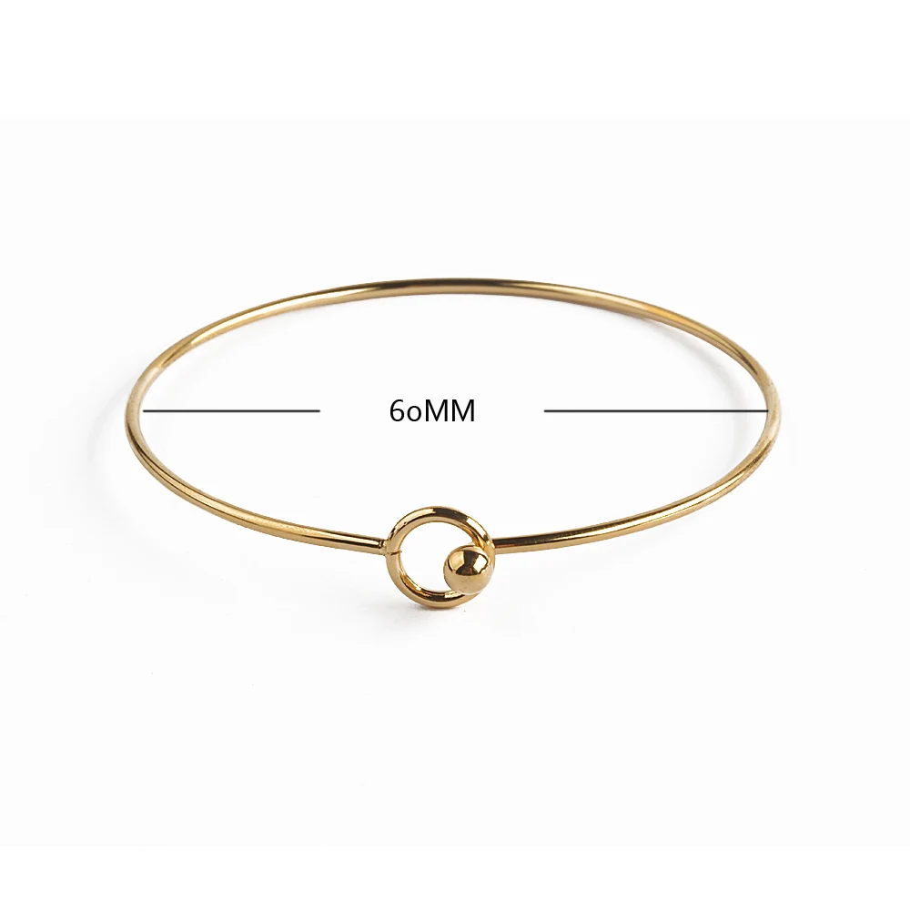 GOLD 60MM ZMZY браслеты на запястье из нержавеющей стали браслеты с подвесками для женщин серебро/круг цвет золотой открытый Pulsera ювелирные изделия Pulseiras Femininas - Окраска металла: GOLD 60MM