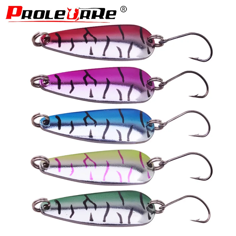 

1Pcs Fishing Bait Metal Spoon Lure Bait For Trout Bass Spoons Hard Sequins Spinner Baits Single Hook Pesca fishing tackle PR-582