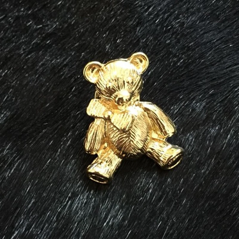 Женская Брошь медвежонок корсажные Броши с золотым воротником вечерние броши