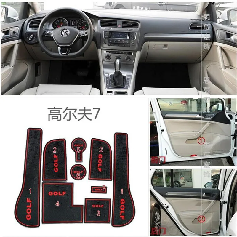 Противоскользящие резиновые ворота слот чашки коврик для VW Golf 7 MK7 Polo 6R 6C Scirocco Sportsvan SV Volkswagen аксессуары наклейки