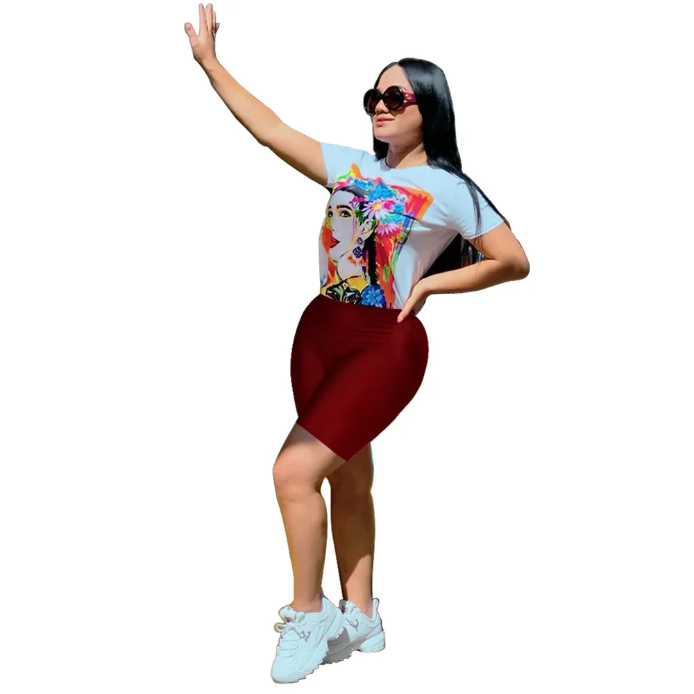 Новый женский сексуальный костюм из двух частей 2019 полный топ и шорты с высокой