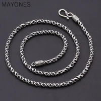 4 5mm classic s925 sterling silver retro thai silver vintage style custom made jewelry twisted rope necklace for men and women