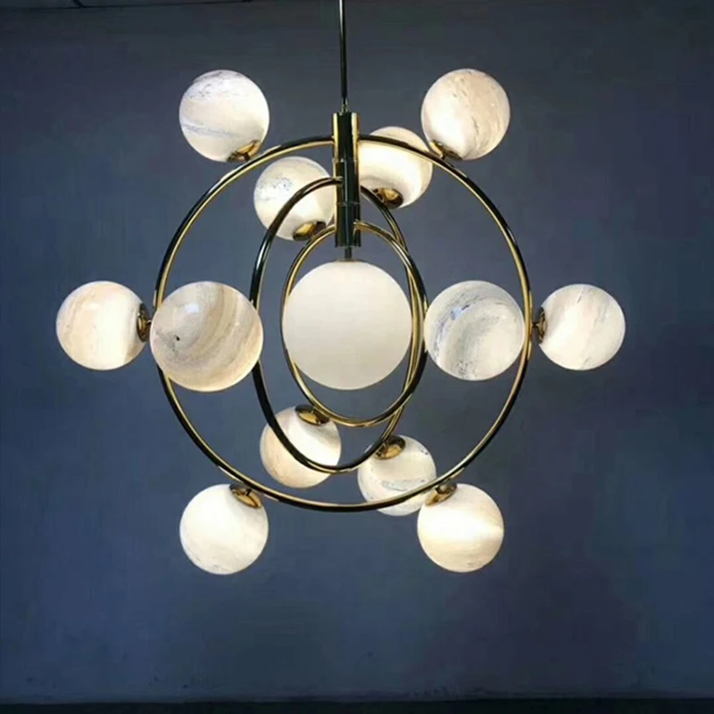 Скандинавский современный минимализм LED стекло железная планета люстра