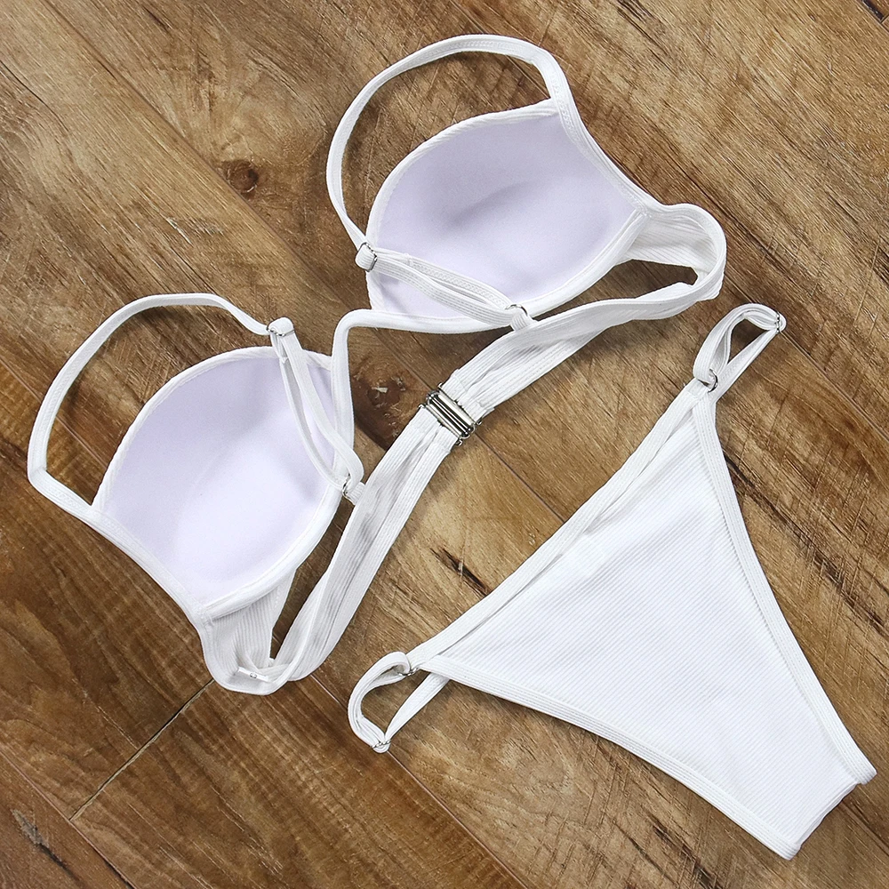 Бикини пуш ап женский купальник 2019 Одноцветный без бретелек сексуальный