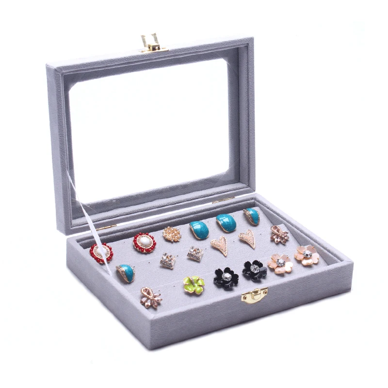 

Hot Selling New Fashion gray 20*15CM Earrings Ear Studs Organizer Show Case Jewelry Display Holder Box Storage Display Boxes