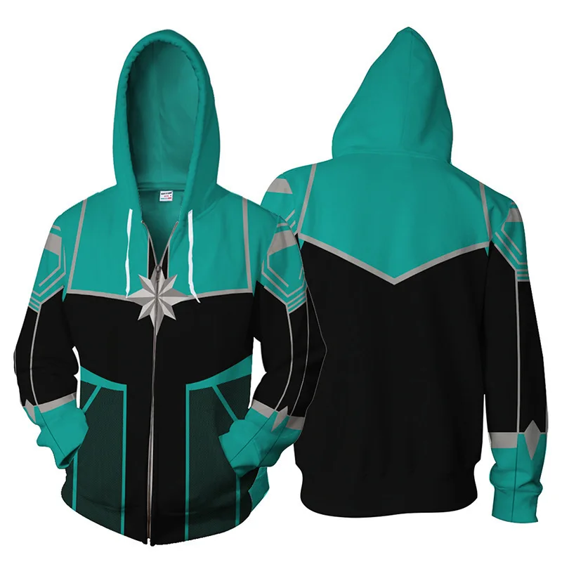 Новые мстители капитан Марвел костюмы для косплея Carol Danvers Ms Marvel толстовки с 3D