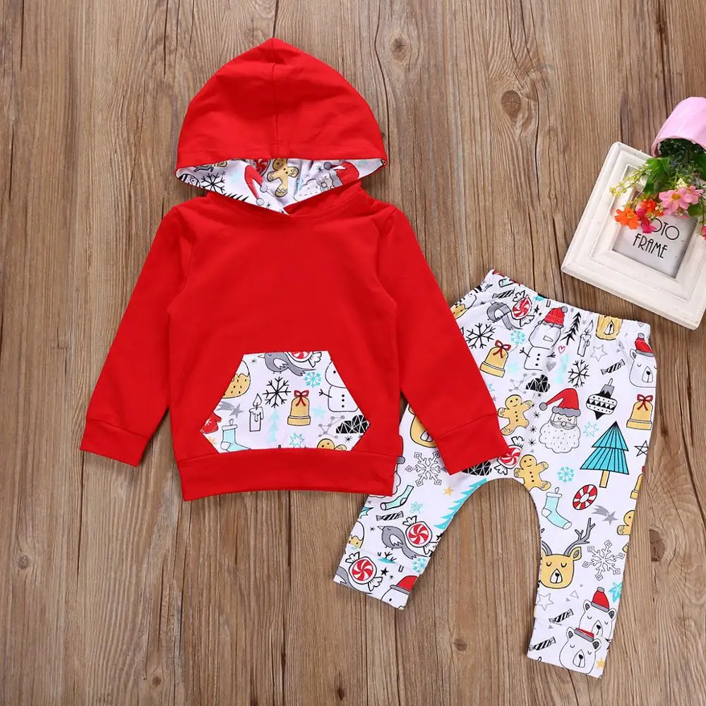 Autumn Baby Girl Clothes Christmas Cartoon Long-Sleeve Hoodie Legging Suit Boy Girls Clothing Set Children Costume Dropshipping | Детская