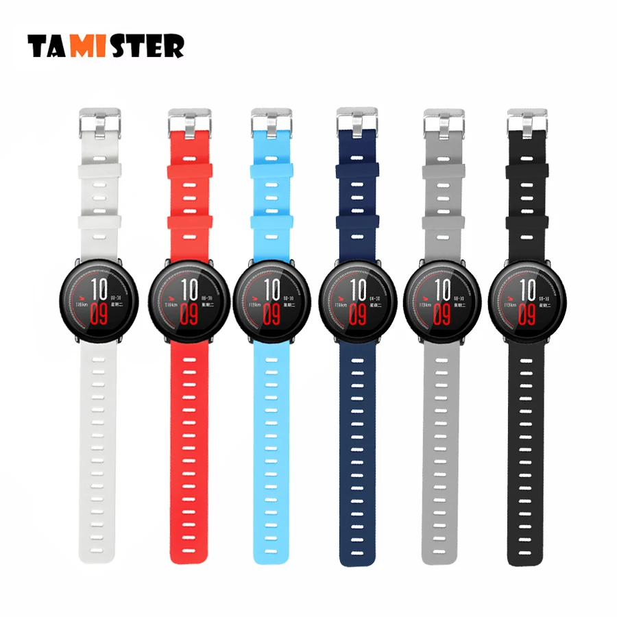 Ремешок TAMISTER для смарт часов Amazfit Stratos 2S сменный Браслет чистого цвета Xiaomi Watch 1 2 Pace
