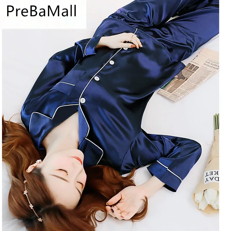 Женские пижамы пижамный комплект пижама с длинными рукавами Pijama шелковые костюм