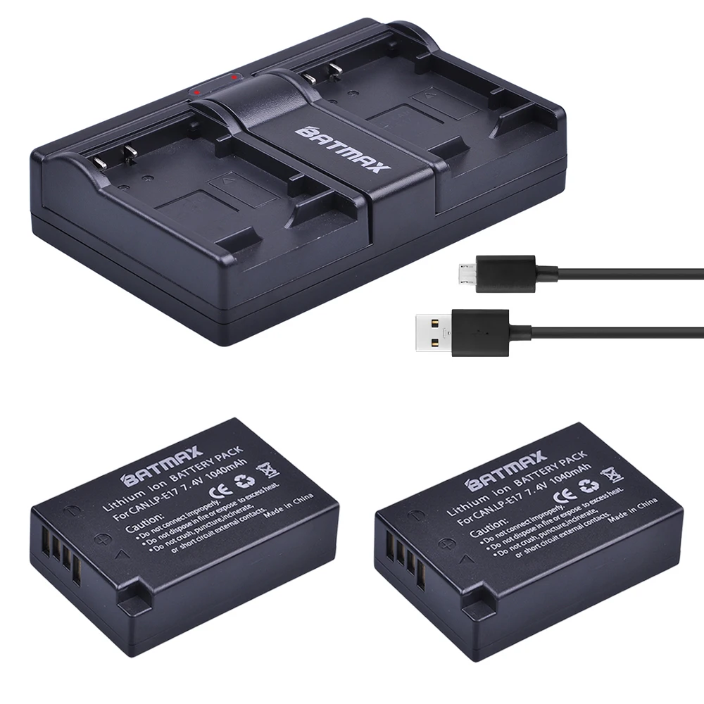 2 шт. 1040 мАч LP-E17 LPE17 LP E17 батарея+ USB двойное зарядное устройство для камеры canon EOS Rebel T6i 750D T6s 760D M3 800D 8000D Kiss X8i