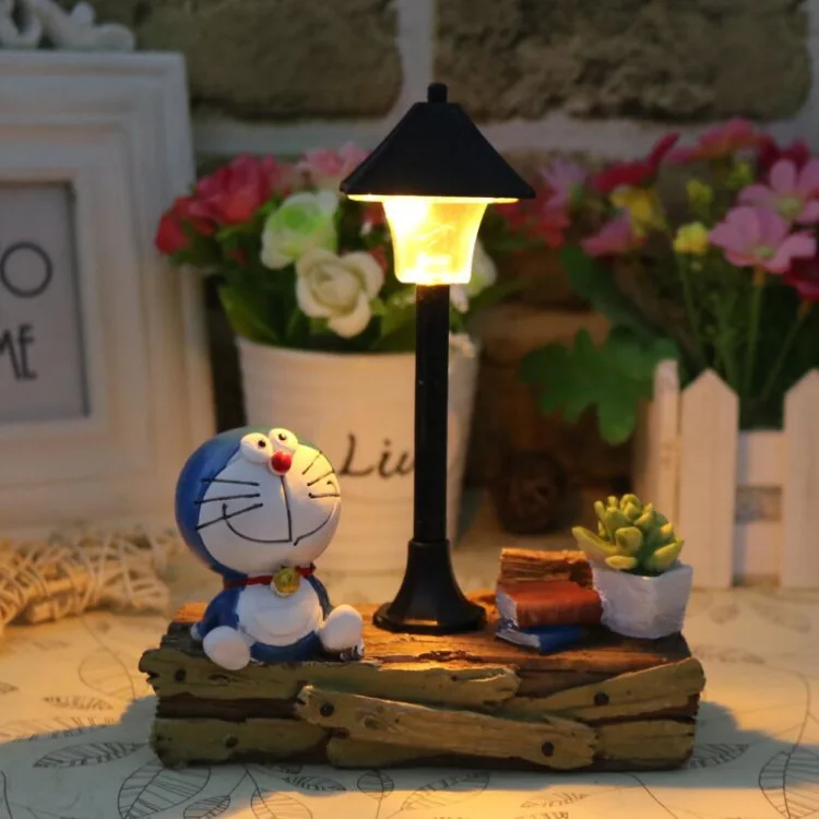 Doraemon ночник из смолы Милая модель фигурки сказочные животные миниатюрные