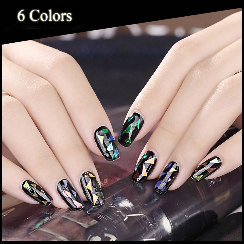 6 упаковок наклейки для ногтей разбитые стеклянные водяные зеркальный эффект