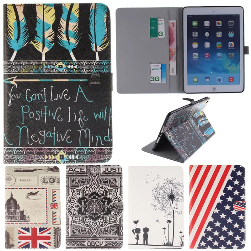 Кожаный чехол с откидной крышкой и перьями для IPad Mini4 милым мультяшным