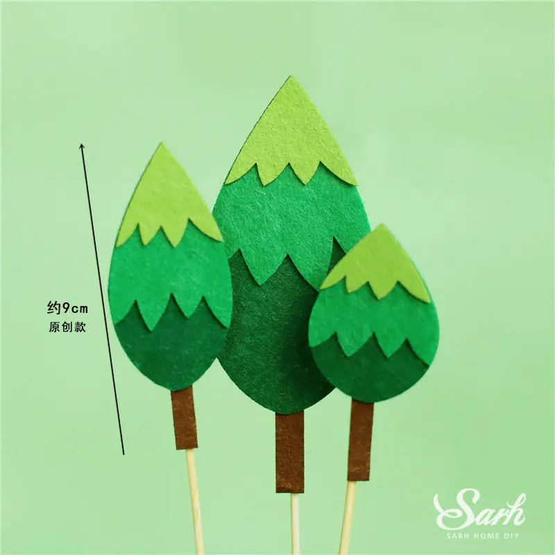 3pc felt trees Ins войлочные яблони Торт Топперы динозавр кукла Лев украшение с днем рождения товары для детской вечеринки выпечки сладкий подарок - Цвет: 3pc felt trees